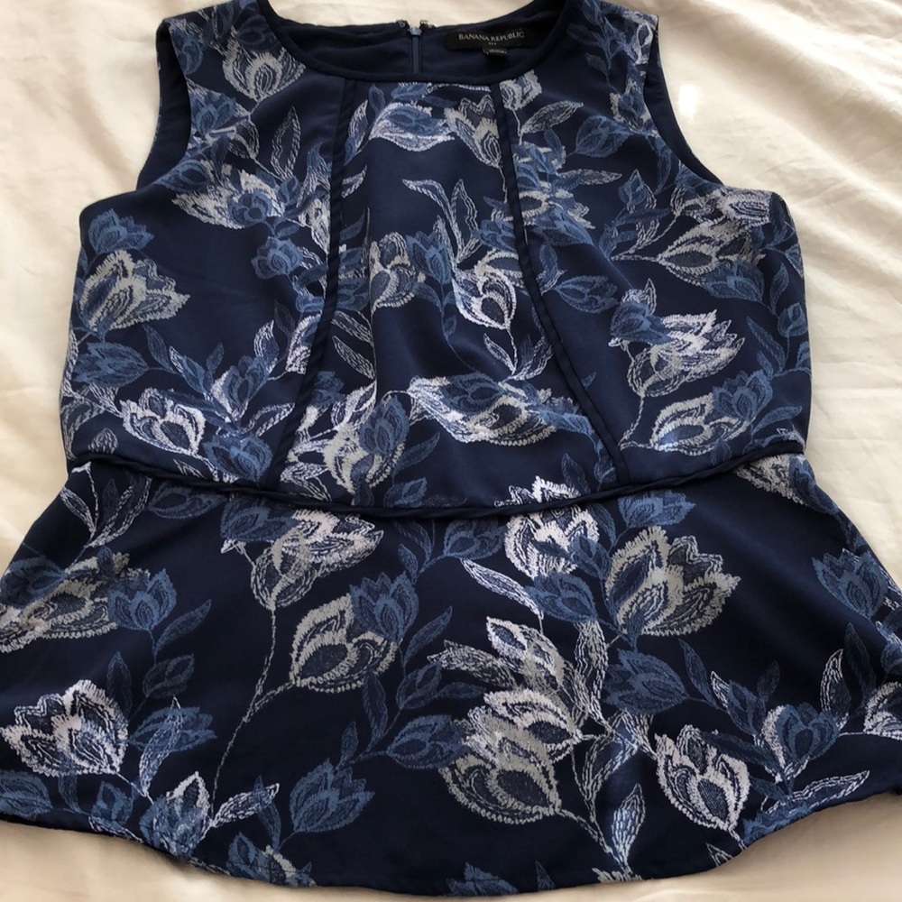Banana Republic Blue Floral Peplum Top
